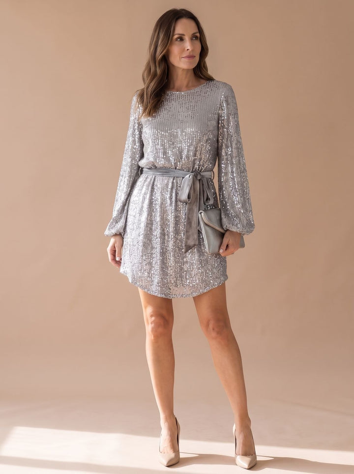 Mysa | Sequin Mini Dress – Elegant Balloon Sleeve Style for Women