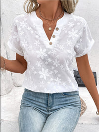 Juliette | Lightweight Floral Embroidered V-Neck Blouse