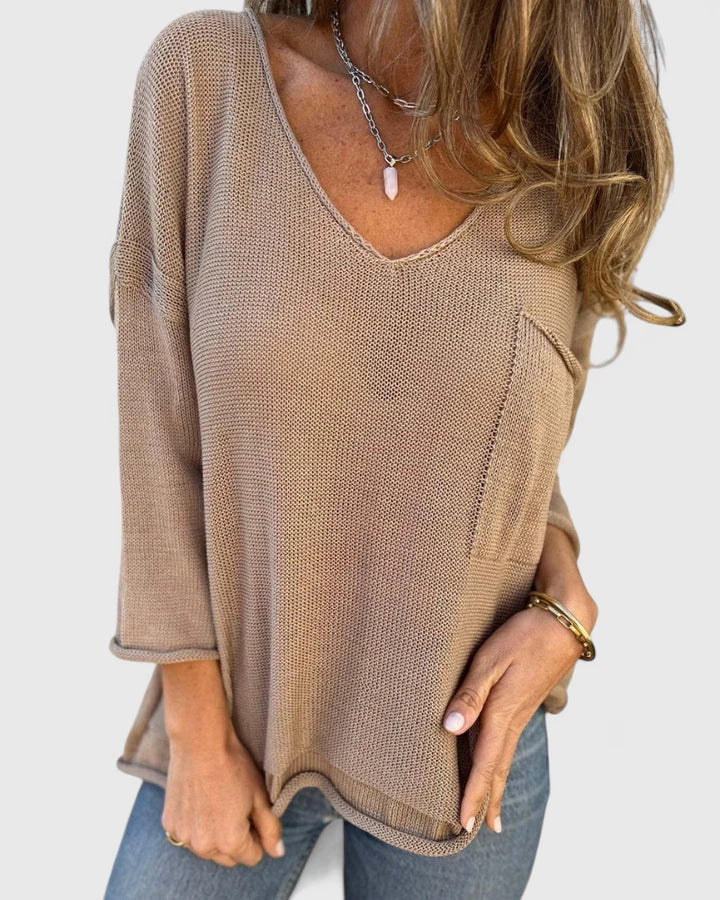 Rosalie | Top in maglia con scollo a V e tasche