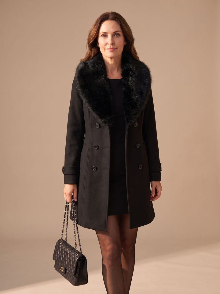 Hannah | Faux Fur Coat – Elegant Slim-Fit Style for Women