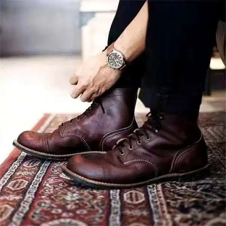 Cadenza | Men's Rugged Cap-Toe Leather Ankle Boots