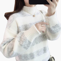 Clara | Women's Striped Roll Neck Knit Sweater