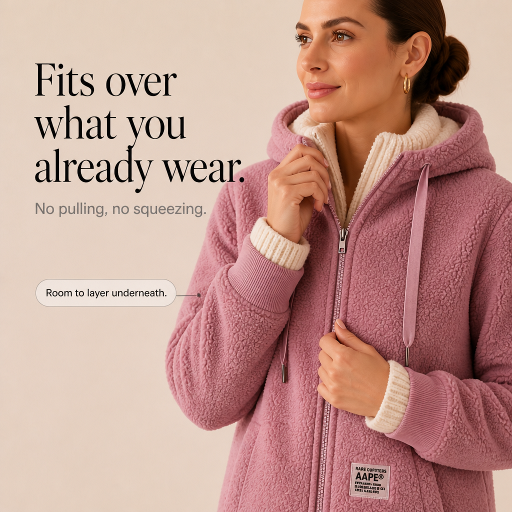 Veloura | Faux-Shearling Jacket – Cozy Mid-Length Hooded Style