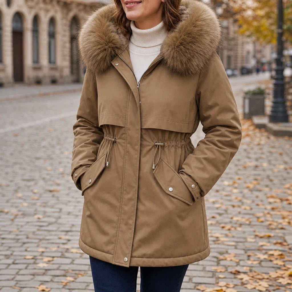 Velora | Plush-Lined Mid-Length Parka – Stylish Warmth for Women