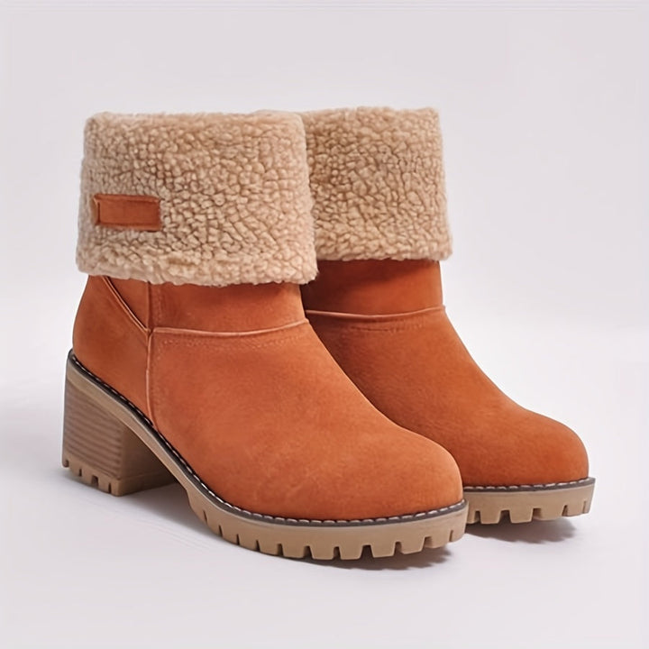Clara | Women's Fleece-Lined Block Heel Ankle Boots