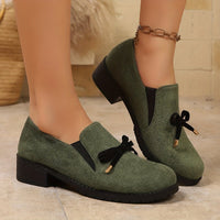 Maelle | Bow-Detail Low-Heel Suede Loafers