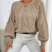 Celeste | Lantern-Sleeve Textured Cable-Knit Sweater
