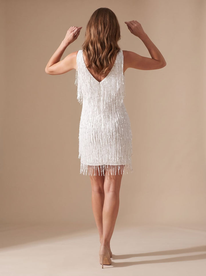 Sparkle | Sequin Fringe V-Neck Mini Dress for Women