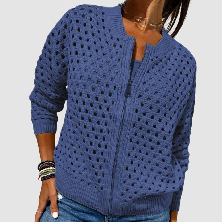 Aveline | Cardigan con zip in maglia traforata