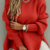Colette | Textured High-Low Stand-Collar Sweater