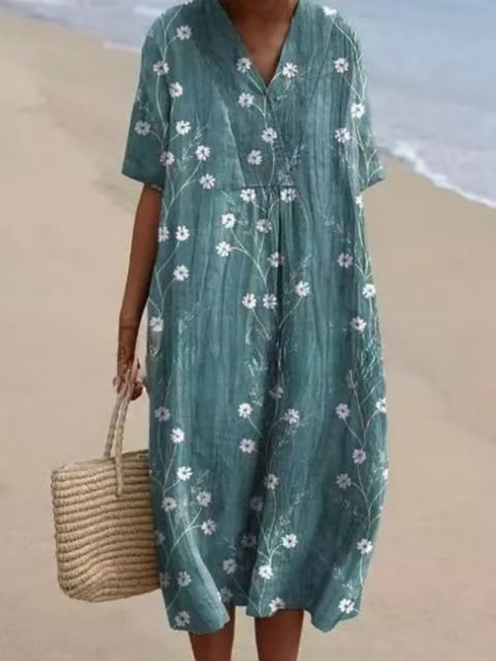 Margaret | Floral Midi Dress – Relaxed Style for Women