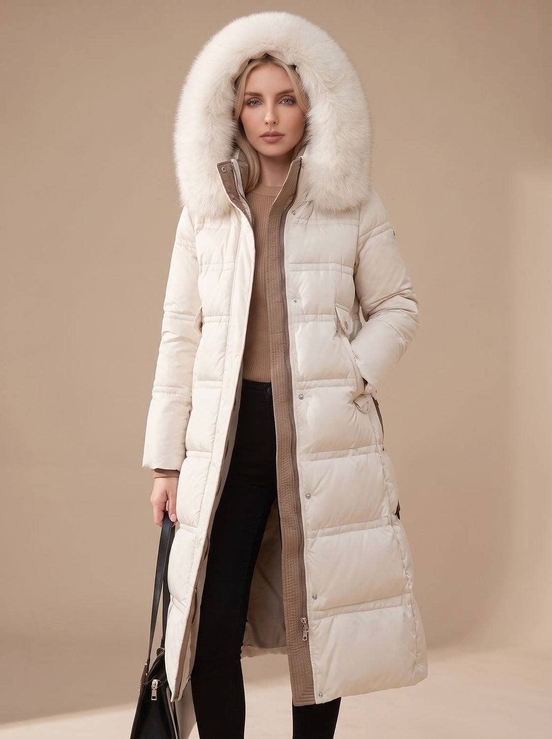 Evelyn | Long Puffer Parka – Luxury Winter Coat with Fur-Hood