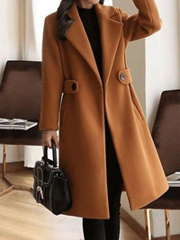 Audrey | Cappotto lungo in misto lana con revers raffinati