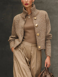 Amara | Women's High-Collar Structured Knit Blazer