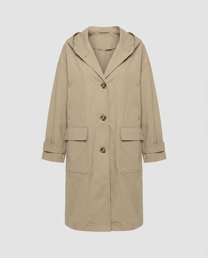 Elena | Women's Elegant Long Waterproof Hooded Trench Coat