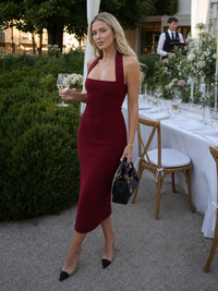 Noelle | Fitted Halter-Neck Midi Dress
