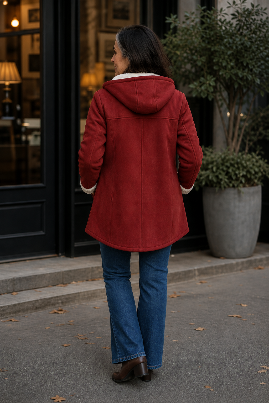 Genevieve | Hooded Faux-Suede Plush-Lined Toggle Coat - Image 12