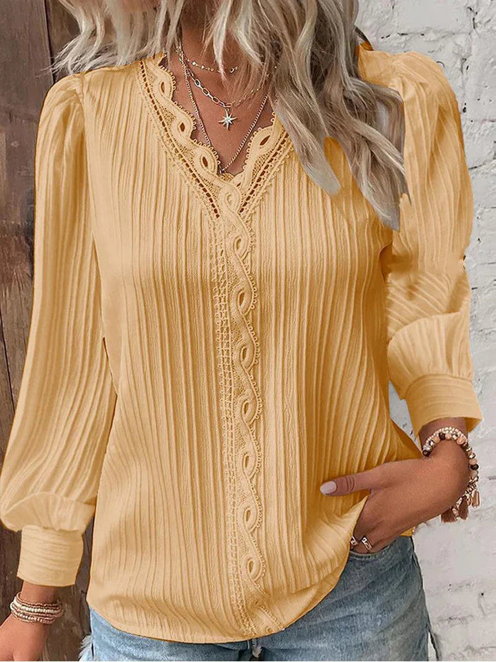 Nola | Lace-Trimmed Blouse – Timeless Elegance for Everyday Wear