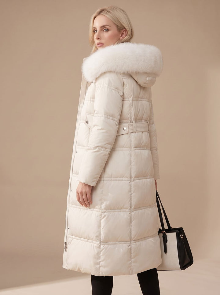 Evelyn | Long Puffer Parka – Luxury Winter Coat with Fur-Hood