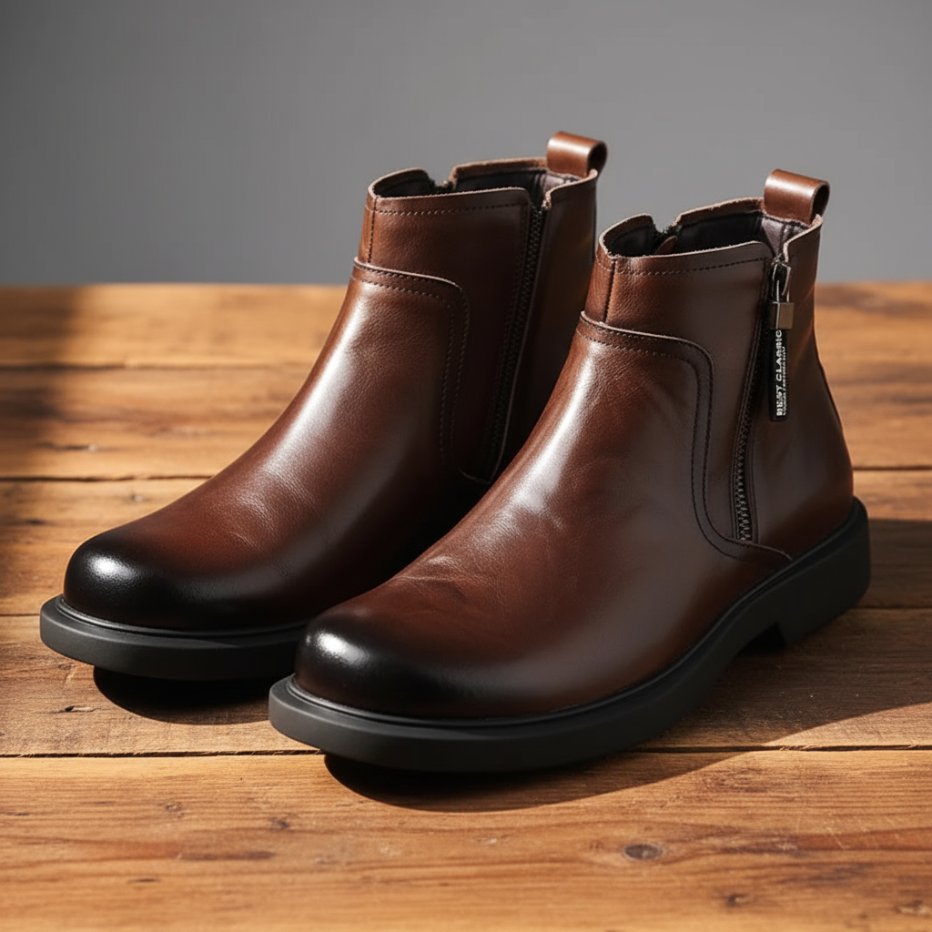 Lucas | Cow-Leather Side-Zip Ankle Boots with Rubber Sole - Image 3