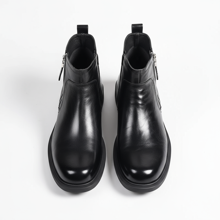Lucas | Cow-Leather Side-Zip Ankle Boots with Rubber Sole - Image 2