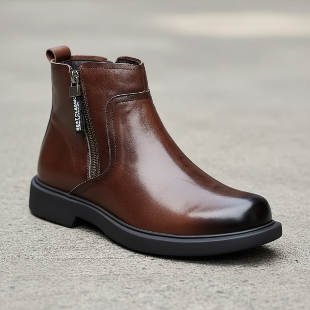 Lucas | Cow-Leather Side-Zip Ankle Boots with Rubber Sole - Image 7