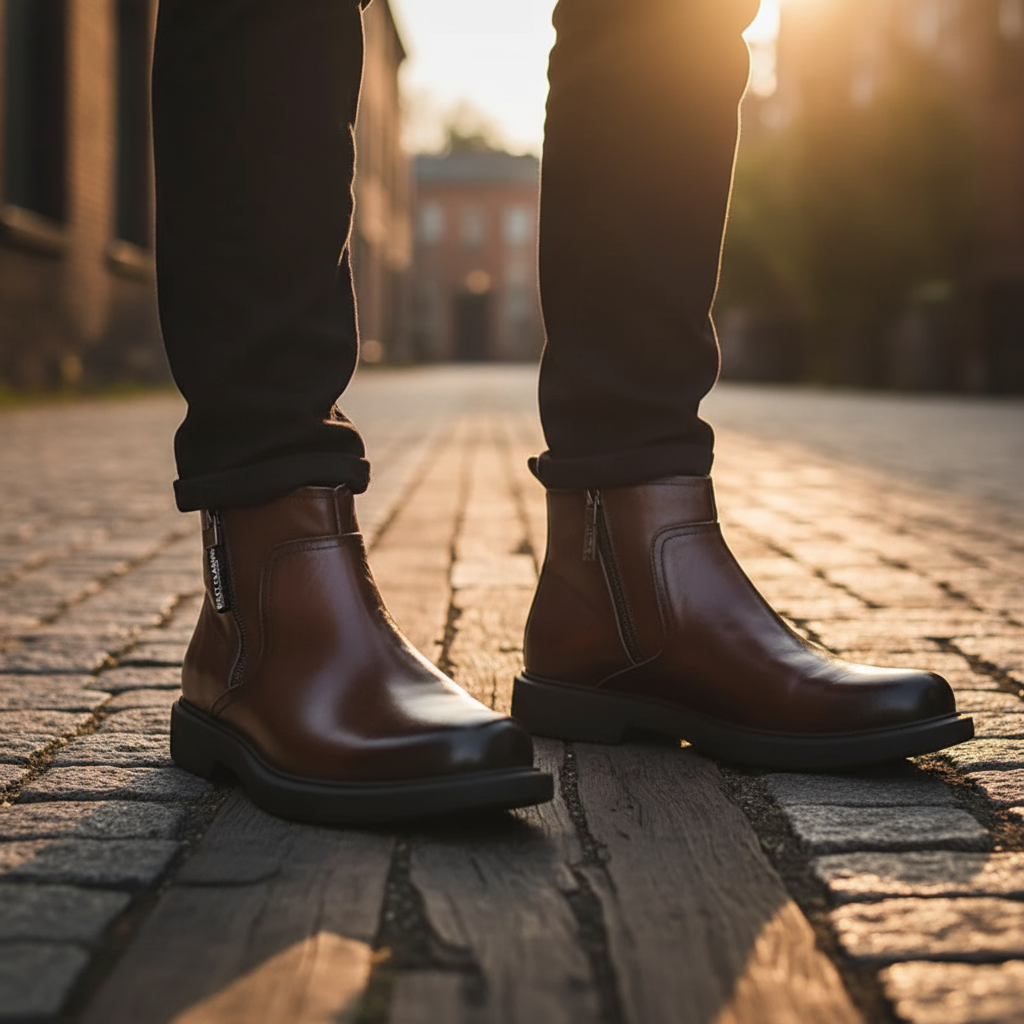 Lucas | Cow-Leather Side-Zip Ankle Boots with Rubber Sole - Image 4