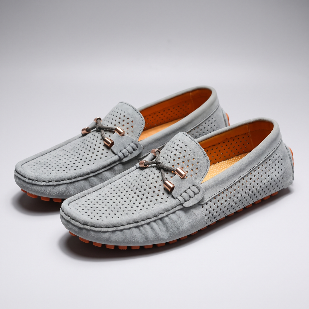 Luca | Perforated Leather Slip-On Driving Loafers - Image 3