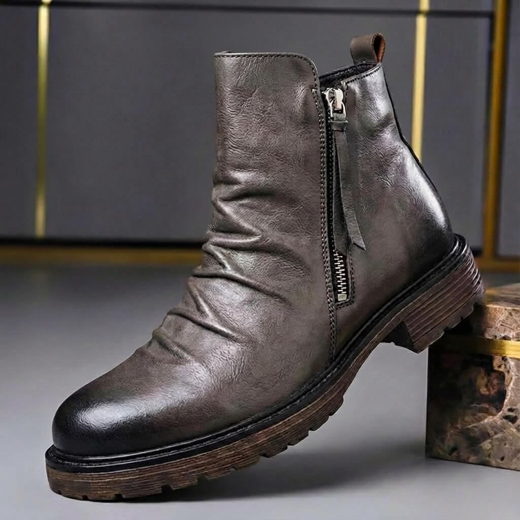 Matteo | Waxed Italian-Leather Side-Zip Ankle Boots - Image 3
