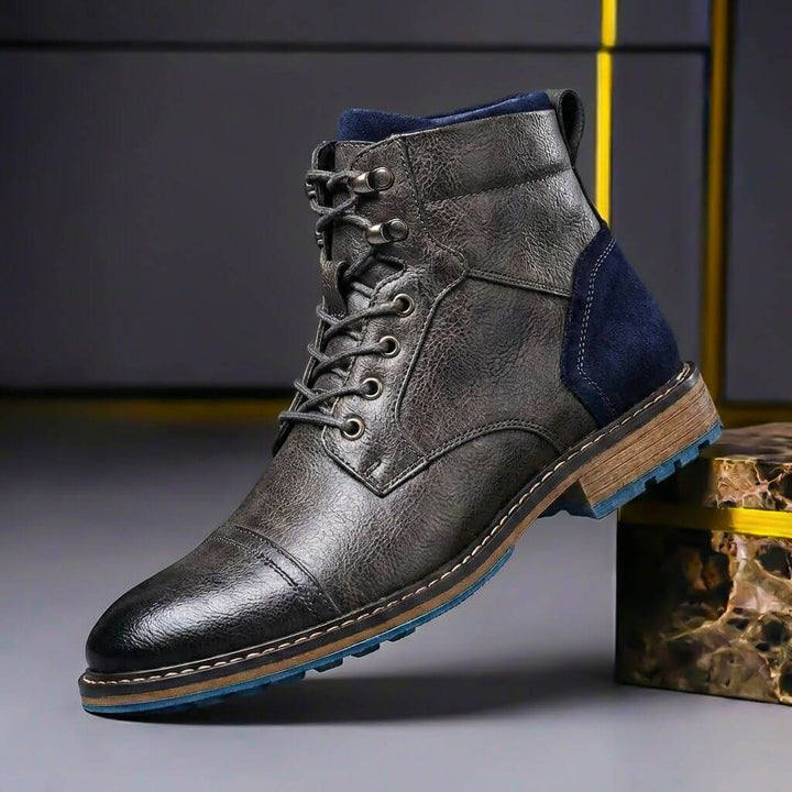 Everett | Two-Tone Leather Lace-Up Ankle Boots - Image 5