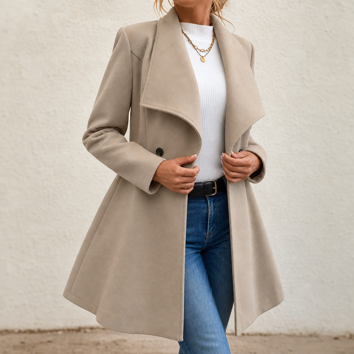 Lydia | Double-Breasted A-Line Wool-Look Overcoat - Image 2