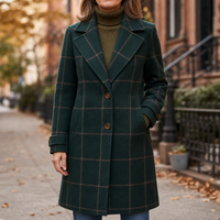 Delphine | Oversized Plaid Two-Button Wool-Look Coat