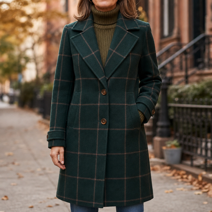 Delphine | Oversized Plaid Two-Button Wool-Look Coat