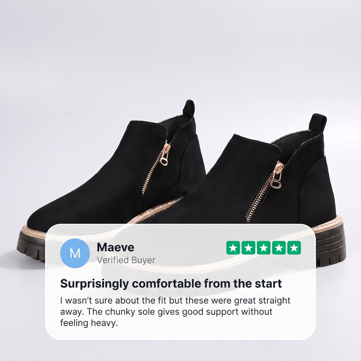 Camille | Suede-Finish Lug-Sole Side-Zip Ankle Boots - Image 6