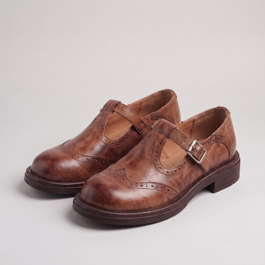 Isabelle | Brogue Buckle-Strap Low-Heel Loafers