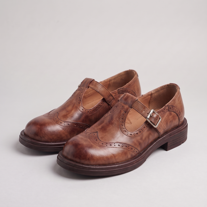 Isabelle | Brogue Buckle-Strap Low-Heel Loafers
