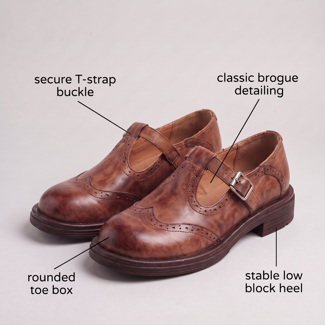Isabelle | Brogue Buckle-Strap Low-Heel Loafers - Image 4