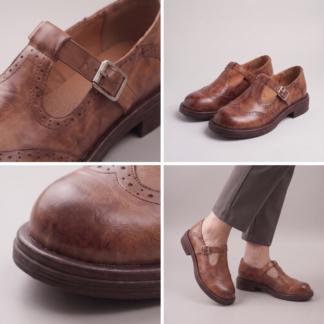 Isabelle | Brogue Buckle-Strap Low-Heel Loafers - Image 7