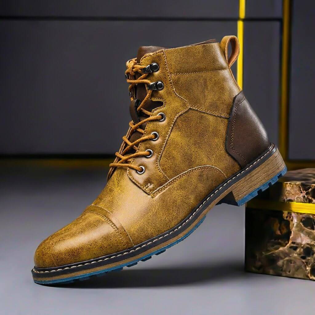 Everett | Two-Tone Leather Lace-Up Ankle Boots - Image 3