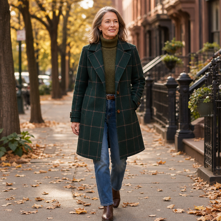 Delphine | Oversized Plaid Two-Button Wool-Look Coat - Image 2