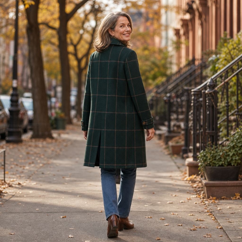 Delphine | Oversized Plaid Two-Button Wool-Look Coat - Image 7