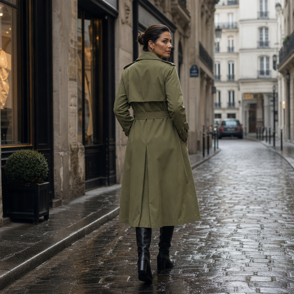 Marina | Double-Breasted Belted Long Trench Coat - Image 9