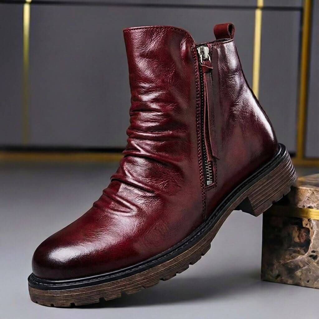 Matteo | Waxed Italian-Leather Side-Zip Ankle Boots - Image 2