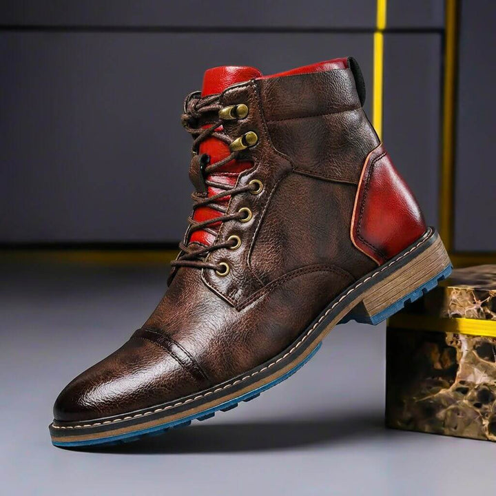 Everett | Two-Tone Leather Lace-Up Ankle Boots