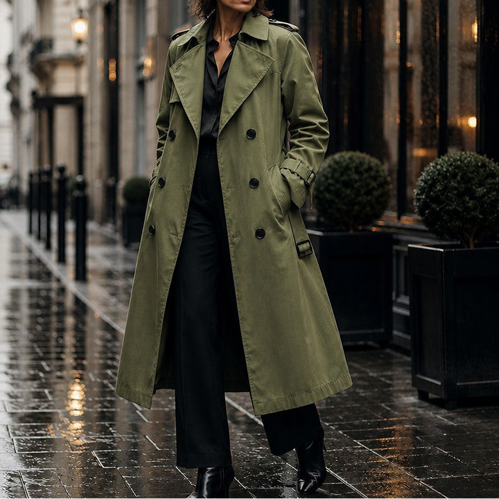 Marina | Double-Breasted Belted Long Trench Coat