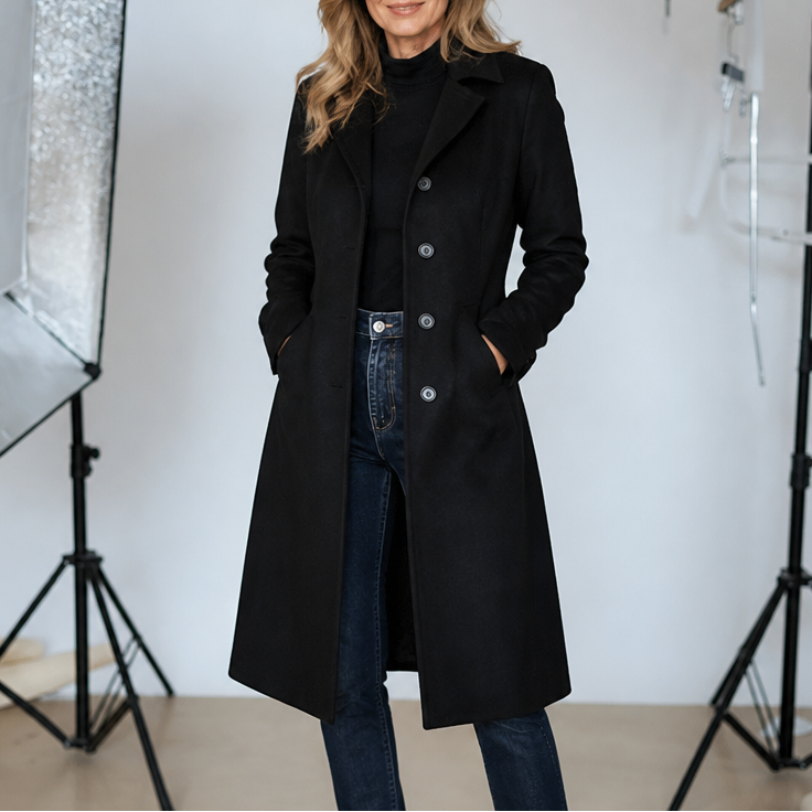Serena | Suedette Longline Button-Front Trench Coat - Image 3