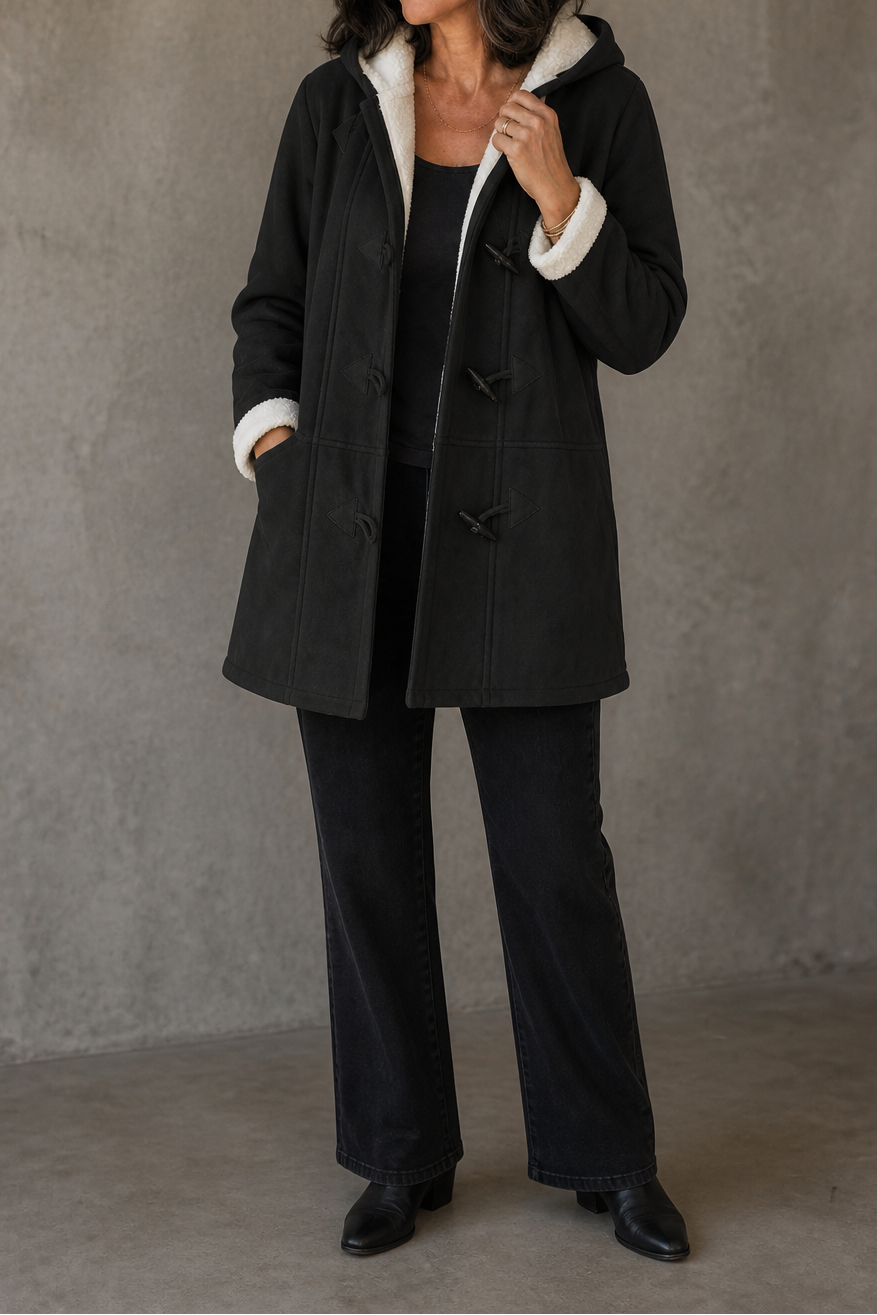 Genevieve | Hooded Faux-Suede Plush-Lined Toggle Coat - Image 4