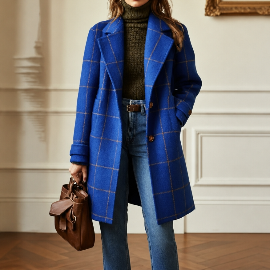 Delphine | Oversized Plaid Two-Button Wool-Look Coat - Image 4