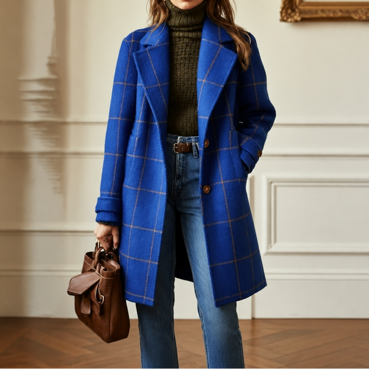 Delphine | Oversized Plaid Two-Button Wool-Look Coat - Image 4