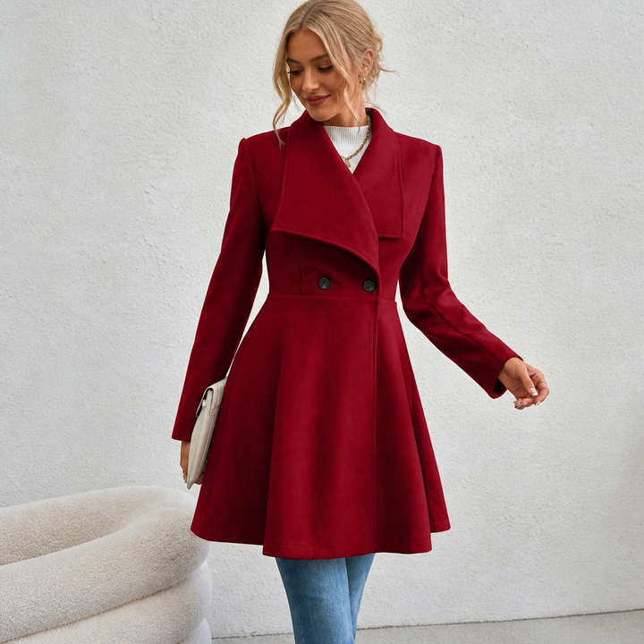 Lydia | Double-Breasted A-Line Wool-Look Overcoat - Image 5